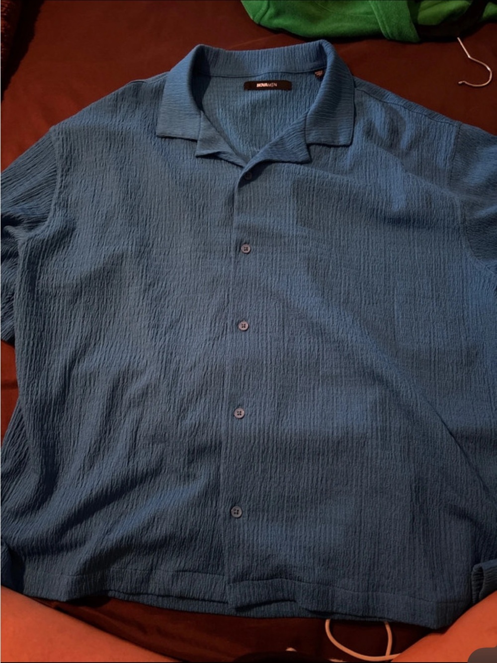 Fashion Nova Slate Blue Short-Sleeve Button-Down Shirt